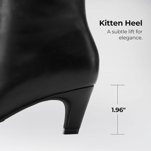 Women Knee High Boots 2 Inch Kitten Low Heel Fashion Sexy Square Toe Wide Calf - Picture 8 of 8